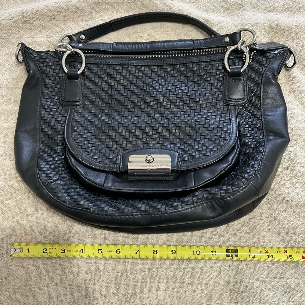 Elegant Black Woven Leather Handbag